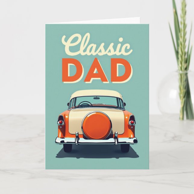 Klassisk Pappa Bil Illustrationskort Kort (Framsida)