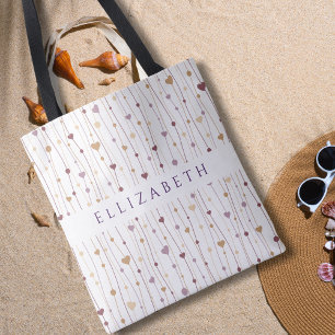 Klassisk Pastel Lila Heart-minimalistisk personali Tygkasse
