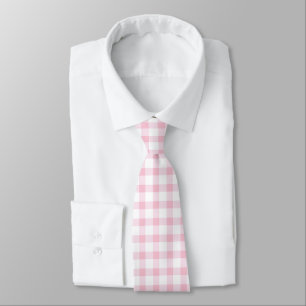 Klassisk Pastel Rosa Gingham Check Mönster Slips