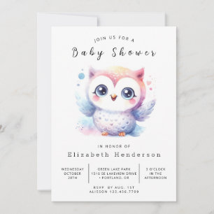 Klassisk Pastel Uggla Baby Shower Inbjudningar