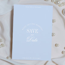 Klassisk Pastellblå Elegant Save the Date-kort