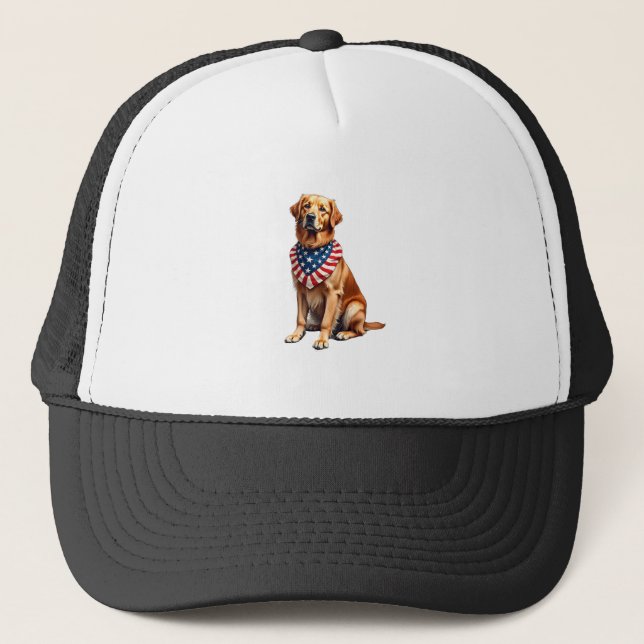 Klassisk Patriotisk Golden Retriever Vintage T-Shi Keps (Framsida)
