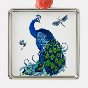 Klassisk Peacock and Dragonfly Design Julgransprydnad Metall