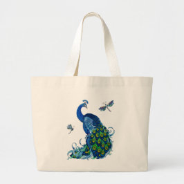 Klassisk Peacock and Dragonfly Design Jumbo Tygkasse