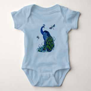 Klassisk Peacock and Dragonfly Design T Shirt