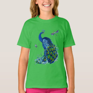 Klassisk Peacock and Dragonfly Design Tee