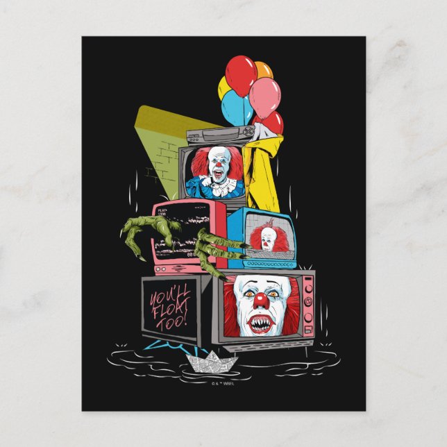 Klassisk Pennywise TV-stapel - Du kommer att flyta Vykort (Framsida)