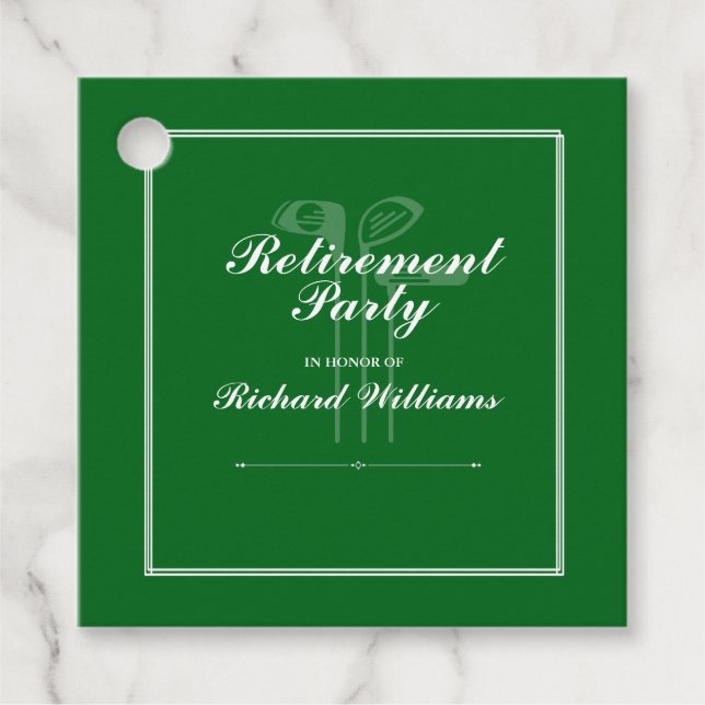 Klassisk Pension Golf-Klubb, tematisk Grönt vit Gåvor Etiketter (Framsida)