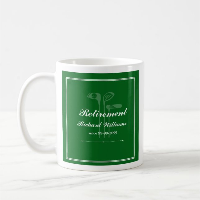 Klassisk Pension Golf Theme Grönt White Kaffemugg (Vänster)