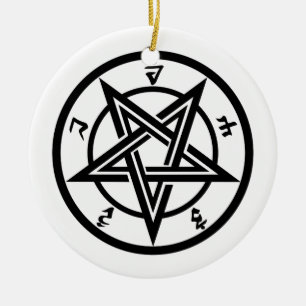 Klassisk pentagram-symbol julgransprydnad keramik