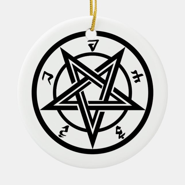 Klassisk pentagram-symbol julgransprydnad keramik (Framsidan)