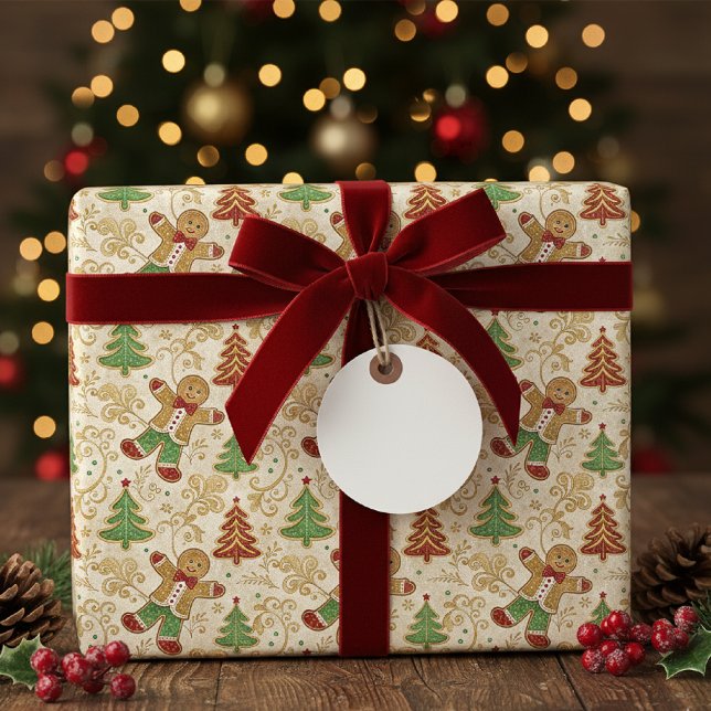 Klassisk Pepparkaksgubbe och Julgran Presentpapper (Skapare uppladdad)