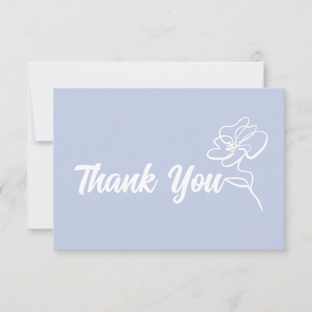Klassisk periwinkle Blue Blommigt Sketch Tack Kort (Framsida)