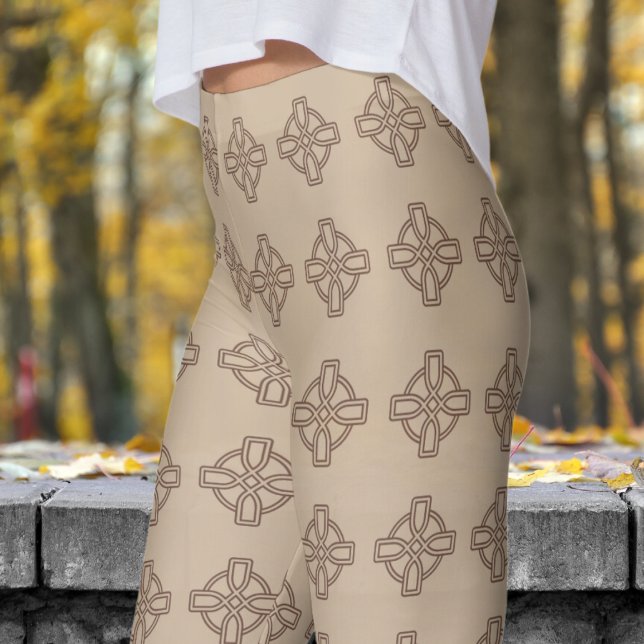Klassisk persiko-bique-stammen Kor Mönster Leggings (Classic Peach Bisque Tribal Cross Pattern Leggings)
