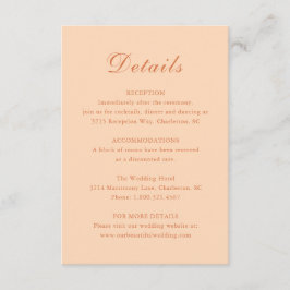 Klassisk persiko Elegant bröllop Tilläggskort