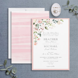 Klassisk persikofärg Rosa Watercolor Blommigt Bröl Inbjudningar