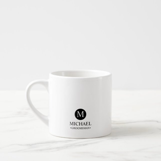 Klassisk Personlig Bröllopsplatshållare med Monogr Espressomugg (Vänster)