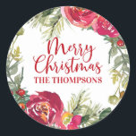 Klassisk Personlig för god jul-andemening Runt Klistermärke<br><div class="desc">En elegant vattenfärgssegelfrand. Anpassa den till dina Helgdagskort. Designad för dig av Blackberry Boulevard.</div>
