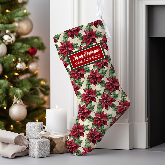 Klassisk Personlig för lagning av vattenfärg vid j Stor Julstrumpa (Classic Watercolor Christmas Stocking Personalized)