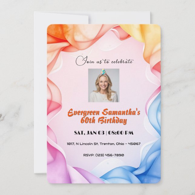 Klassisk Personlig för vattenfärg i Ram på födelse Inbjudningar (Framsida)