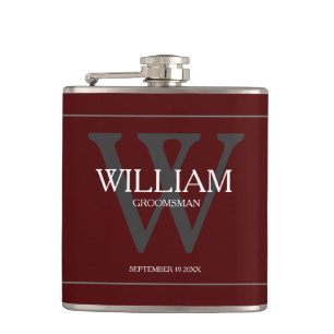 Klassisk Personlig Groomsman Gift Burgundy-kolv Fickplunta