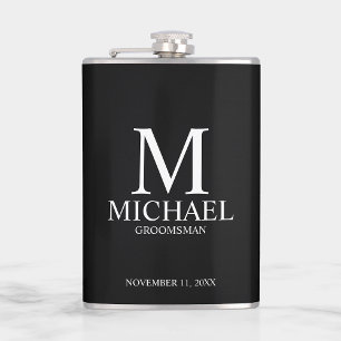 Klassisk Personlig Groomsman Monogram och Namn Fickplunta