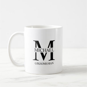 Klassisk Personlig Groomsman Monogram och Namn Kaffemugg