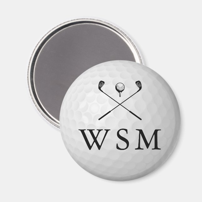 Klassisk Personlig Monogram Golfboll Magnet (Front/Back)