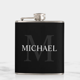 Klassisk Personlig Monogram och Namn Black Fickplunta