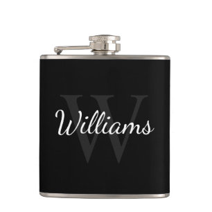 Klassisk Personlig Monogram och Namn Black Fickplunta