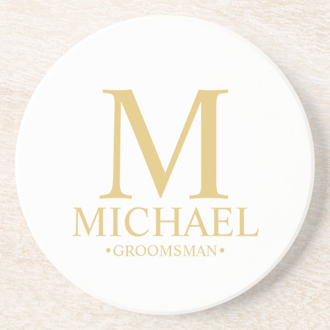 Klassisk Personlig Monogram och Namn Groomsman Underlägg (Framsidan)