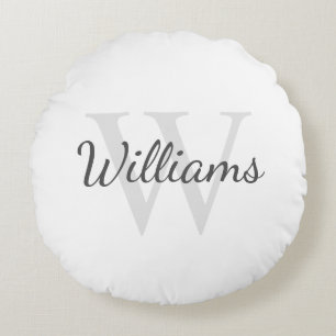 Klassisk Personlig Monogram och Namn Rund Kudde