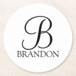 Klassisk Personlig, Monogram och Namn Underlägg Papper Rund<br><div class="desc">Personlig Monogram och Namn Gifthas personlig monogram i svart klassiskt skript,  typsnitt stil och namn i svart klassiskt serif-typsnitt stil på vit bakgrund.

Perfekt för helgdag,  familjeåterförening och vid särskilda tillfällen.</div>