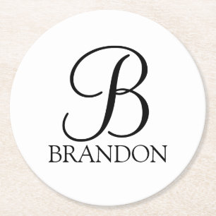 Klassisk Personlig, Monogram och Namn Underlägg Papper Rund