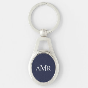 Klassisk Personlig Monogram Ovalt Silverfärgad Nyckelring
