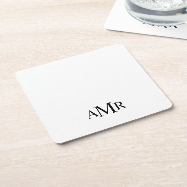 Klassisk Personlig Monogram Underlägg Papper Kvadrat (Vinklad)
