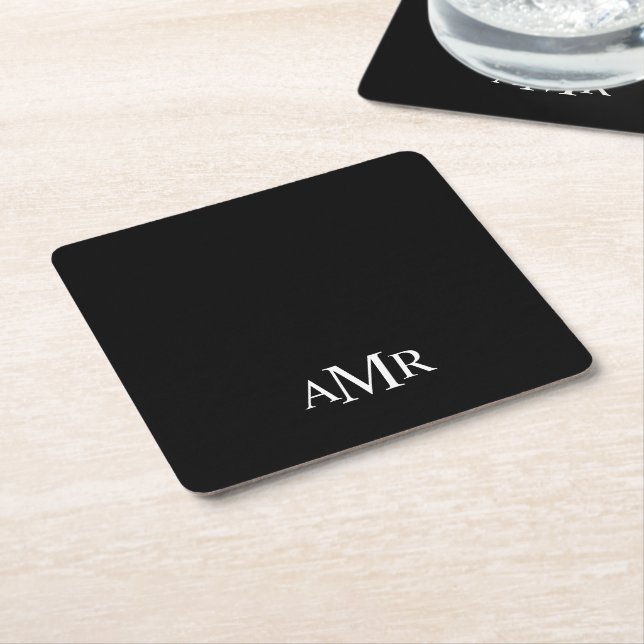 Klassisk Personlig Monogram Underlägg Papper Kvadrat (Vinklad)