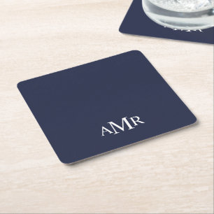 Klassisk Personlig Monogram Underlägg Papper Kvadrat