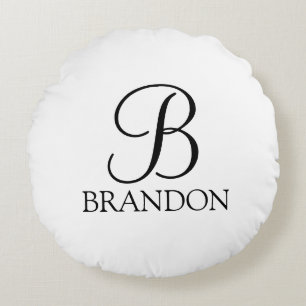 Klassisk Personlig Skript Monogram och Namn Rund Kudde