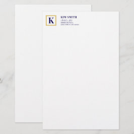 Klassisk personlig stationär med monogram | Guld &