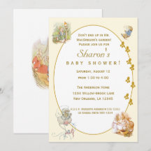 Klassisk Peter Rabbit Baby Shower-inbjudan