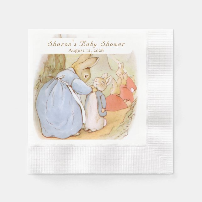 Klassisk Peter Rabbit Baby Shower Pappersservett (Framsidan)