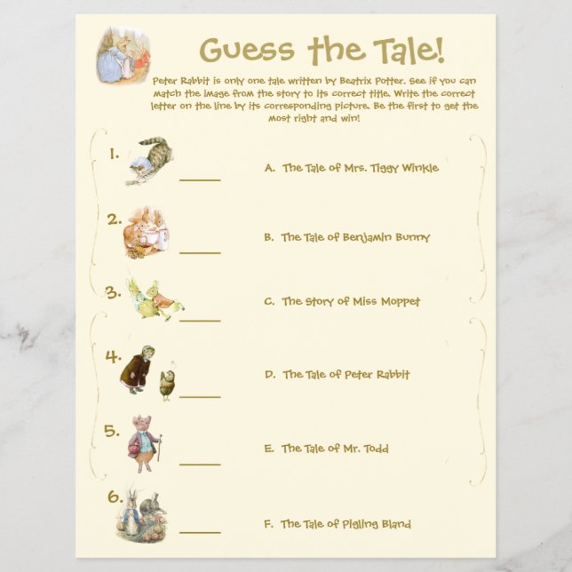 Klassisk Peter Rabbit-bebisdusch-spel Flyer (Framsidan)
