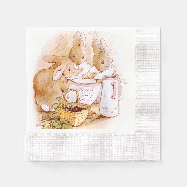 Klassisk Peter Rabbit flicka baby shower Pappersservett (Framsidan)