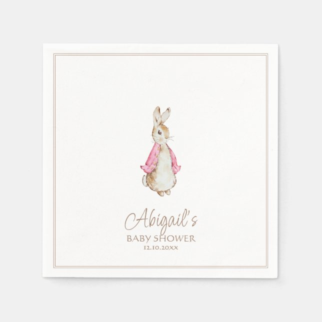 Klassisk Peter, Rosa Girl Baby Shower Pappersservett (Framsidan)