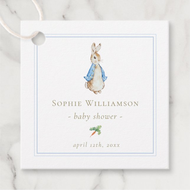 Klassisk Peter the Rabbit Baby Shower Gåvor Etiketter (Framsida)