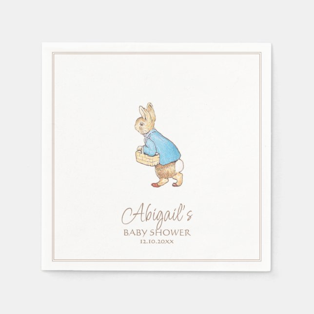 Klassisk Peter the Rabbit Baby Shower Pappersservett (Framsidan)