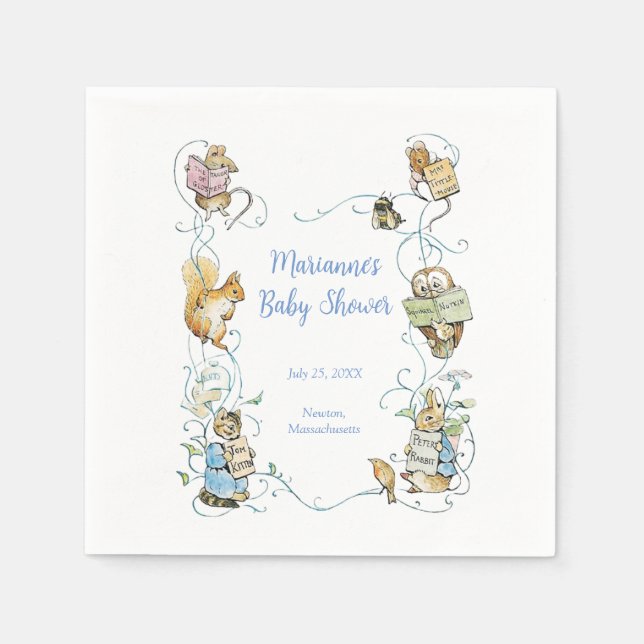 Klassisk Peter the Rabbit Baby Shower Pappersservett (Framsidan)