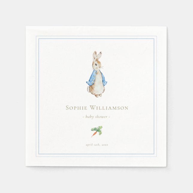 Klassisk Peter the Rabbit Baby Shower Pappersservett (Framsidan)