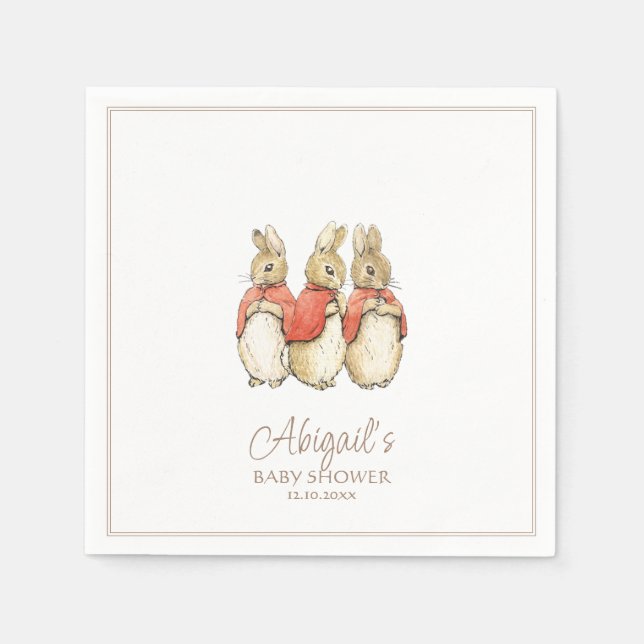 Klassisk Peter the Rabbit Baby Shower Pappersservett (Framsidan)